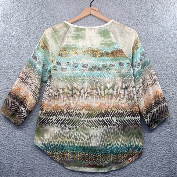 CHICO'S Boho Top Women's 0 Small Abstract Artsy Print Casual Lightweight - Picture 10 of 10